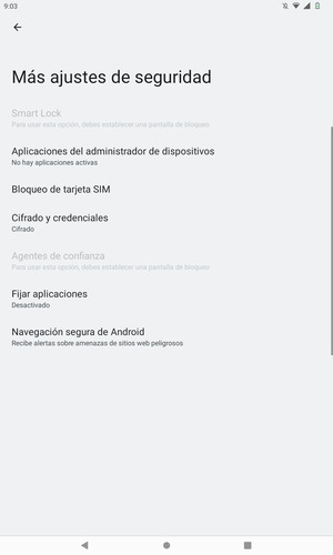 Seleccione Bloqueo de tarjeta SIM