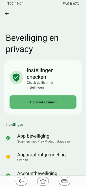 Om uw schermvergrendeling te activeren, ga naar het Beveiliging en privacy-menu en selecteer Apparaatontgrendeling