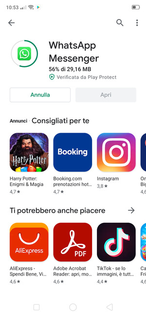 Attendi il completamento del processo di installazione