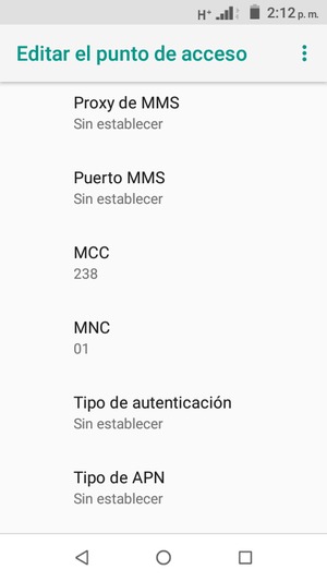 Desplácese hacia abajo e introduzca la información MMS