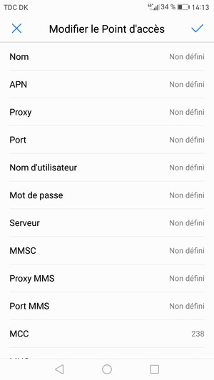 Saisissez les informations Internet