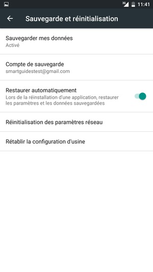 Sélectionnez Compte de sauvegarde