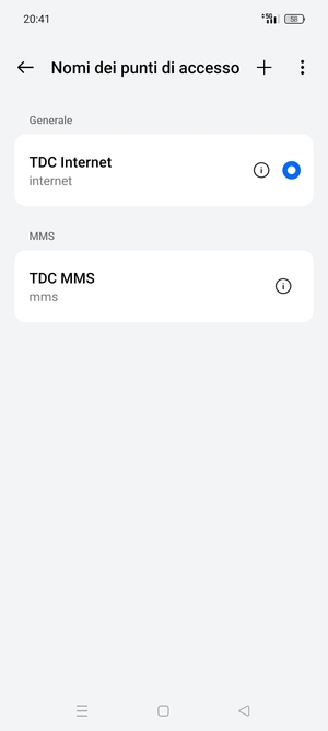 Seleziona il tasto Menu
