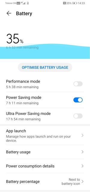 To enable Ultra power saving, turn on Ultra Power Saving mode