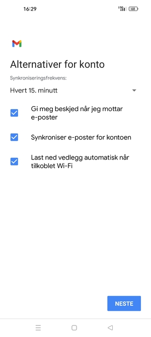 Velg NESTE