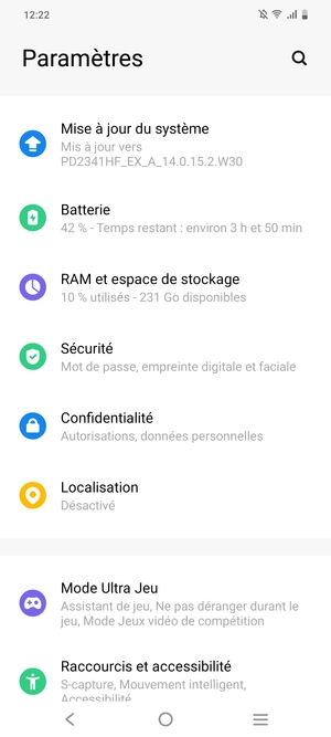 Faites défiler et sélectionnez Sécurité