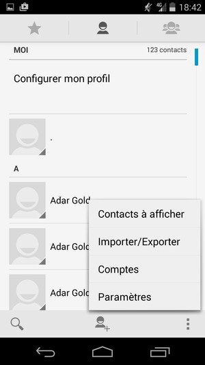 Sélectionnez Importer/Exporter