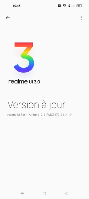 Si votre téléphone est à jour, vous verrez l'écran suivant
