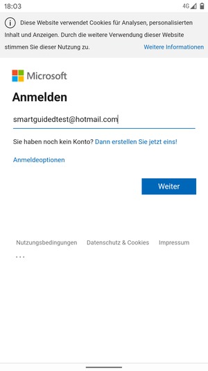 Geben Sie Ihre E-Mail-Adresse ein und wählen Sie Weiter
