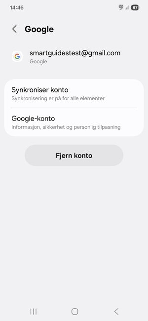 Velg Synkroniser konto