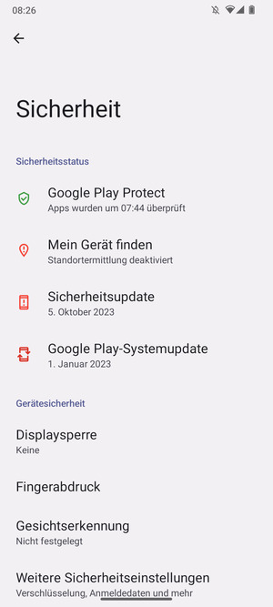Wählen Sie Displaysperre