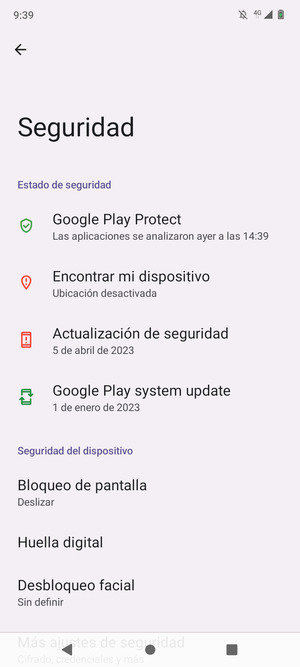 Seleccione Bloqueo de pantalla