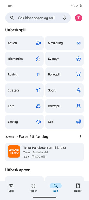 Velg søkefelt