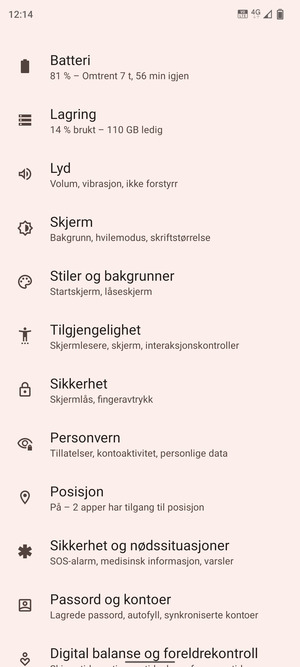 Bla til og velg Sikkerhet