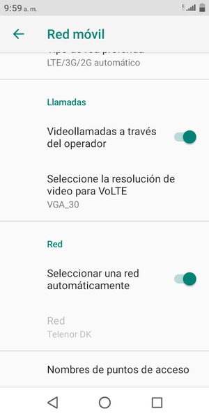 Desactive Seleccionar una red automáticamente