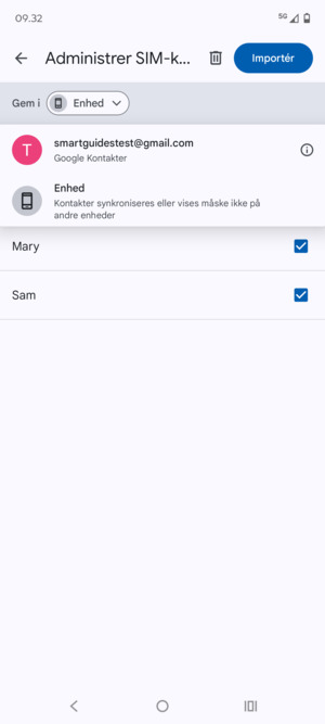 Vælg din Google konto
