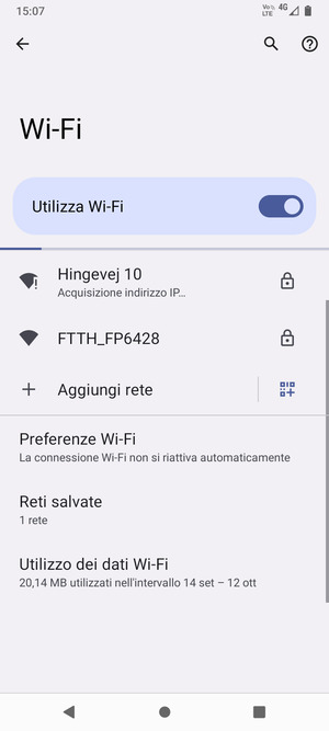 Ora sei connesso alla rete Wi-Fi
