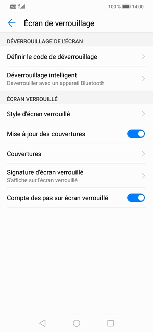 Sélectionnez Définir le code de déverrouillage