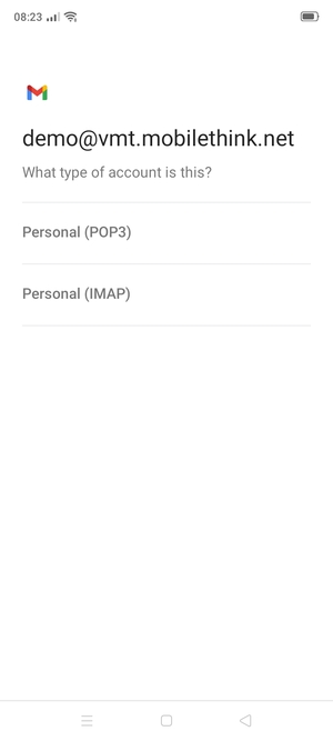 Select Personal (POP3) or Personal (IMAP)