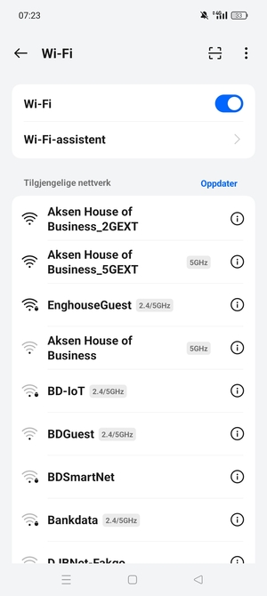 Velg det trådløse nettverket du vil koble til