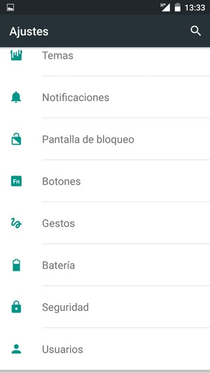 Desplácese y seleccione Seguridad