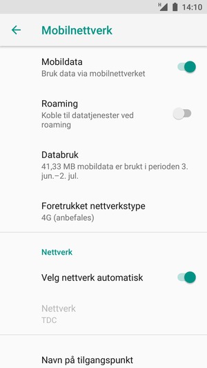 Slå Velg nettverk automatisk av