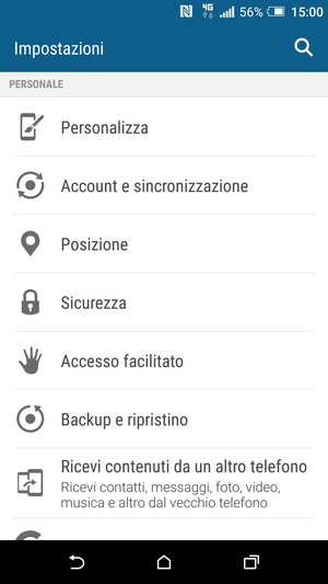 Scorri e seleziona Account e sincronizzazione