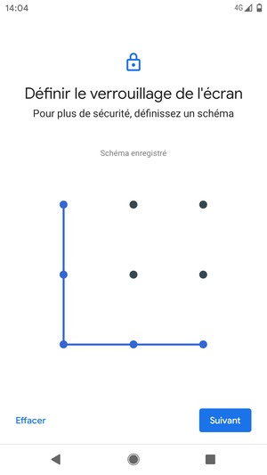Dessinez un motif de déverrouillage et sélectionnez Suivant