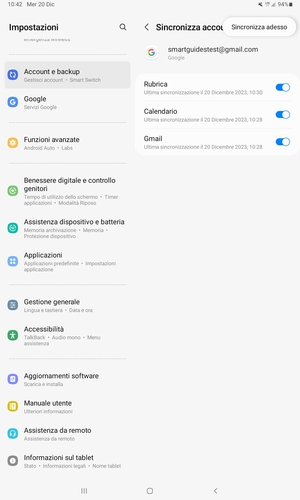 Seleziona Sincronizza adesso