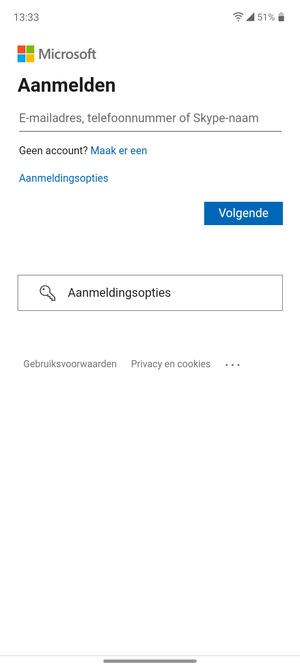 Voer uw e-mailadres in en selecteer Volgende