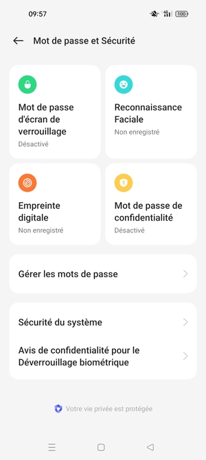 Sélectionnez Sécurité du système