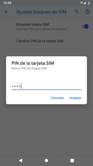 Introduzca su Nuevo PIN de tarjeta SIM y seleccione Aceptar