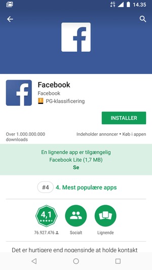 Vælg INSTALLER