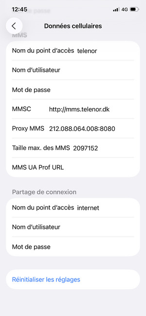 Faites défiler et sélectionnez Réinitialiser les réglages