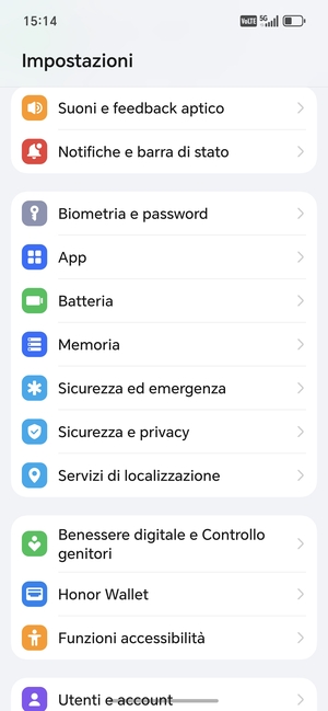Scorri e seleziona Sicurezza e privacy
