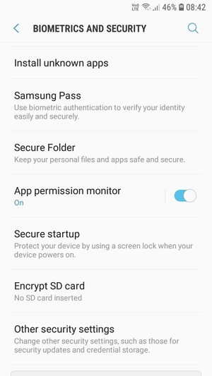 Scroll to and select Other security settings