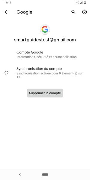 Sélectionnez Synchronisation du compte