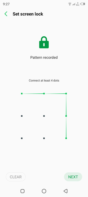 Draw an unlock pattern and select NEXT