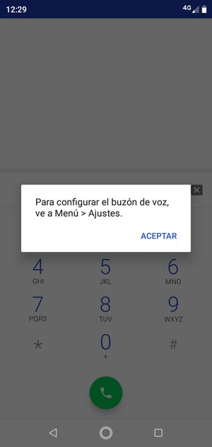 Si el correo de voz no está configurado, seleccione ACEPTAR