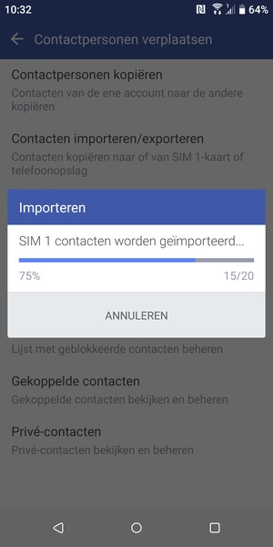 Uw contactpersonen worden opgeslagen naar uw Google-account en naar uw telefoon de volgende keer dat Google gesynchroniseerd wordt.
