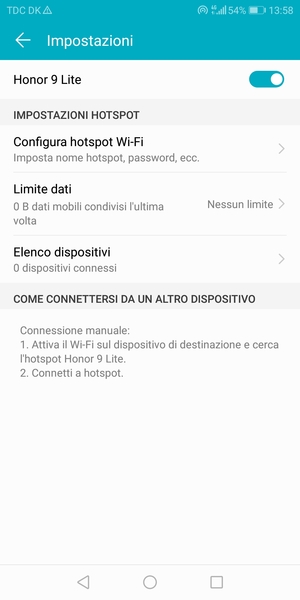 Il telefono è ora pronto per essere usato come modem