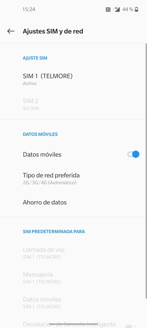 Seleccione SIM 1 o SIM 2