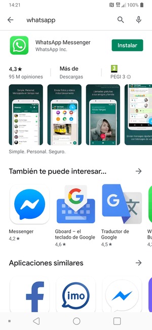 Seleccione la aplicación