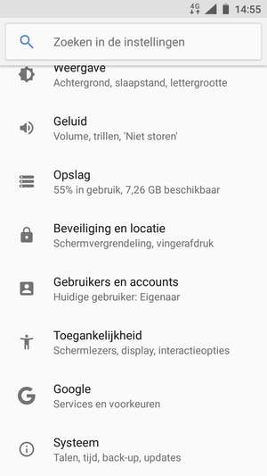 Scroll naar en selecteer Systeem