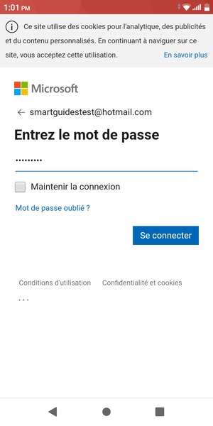 Saisissez votre mot de passe et sélectionnez Se connecter