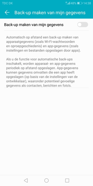 Schakel Back-up maken van mijn gegevens in