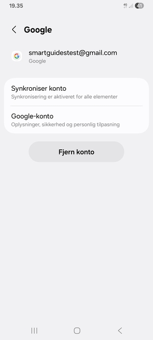 Vælg Synkroniser konto