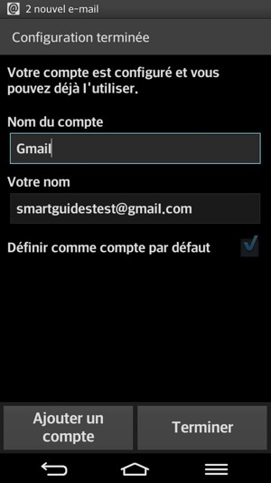 Donnez un nom à votre compte et saisissez votre nom. Sélectionnez Terminer