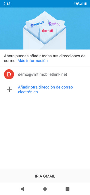 Seleccione IR A GMAIL