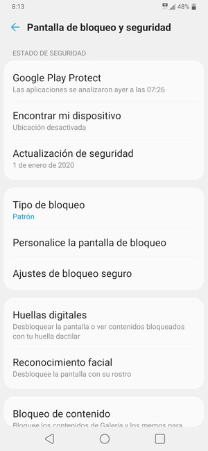 El teléfono ha sido asegurado con un bloqueo de pantalla